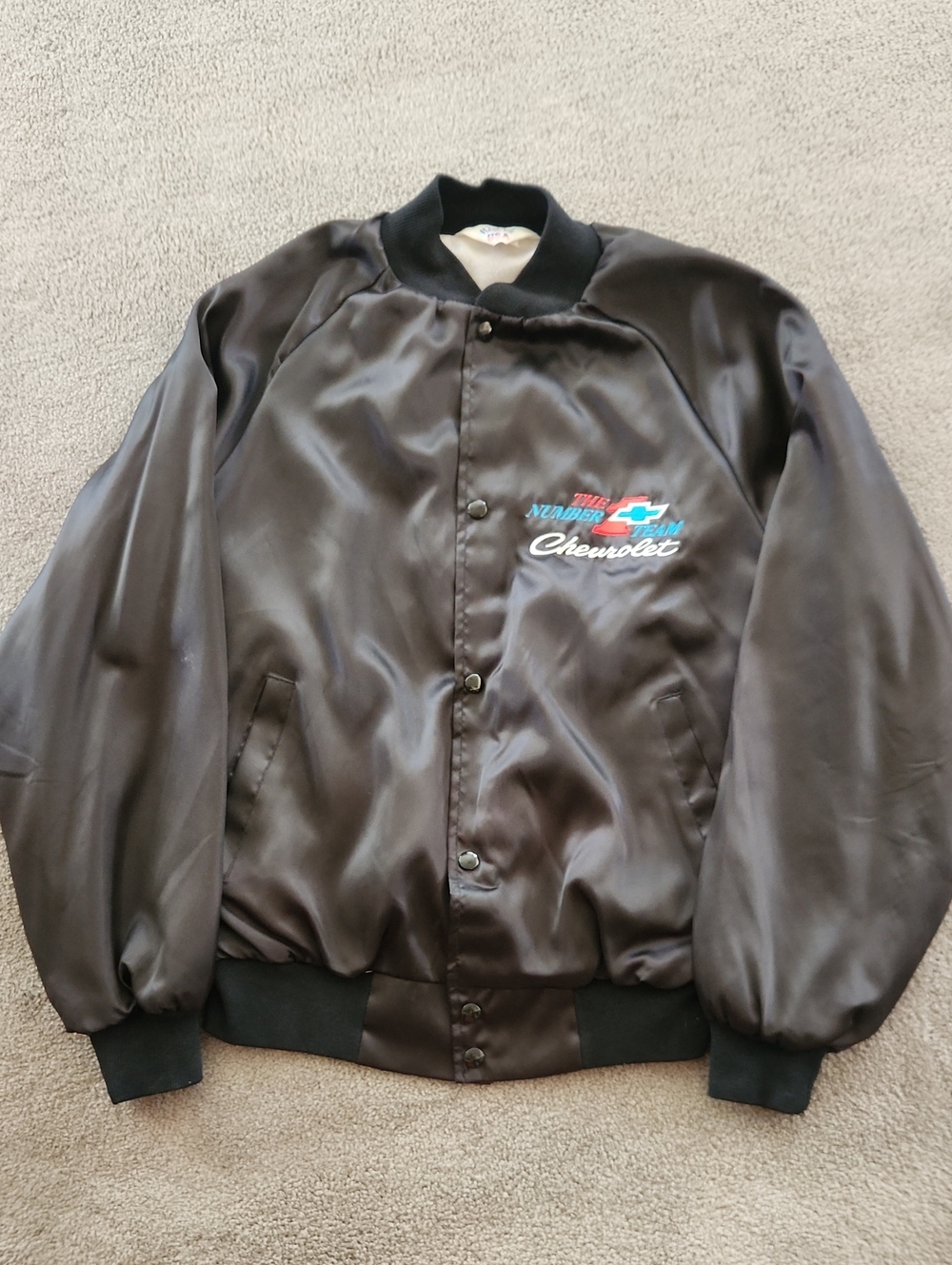 Men's Chevrolet Black Satin Bomber Jacket